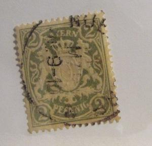 BAVARIA Sc #58a Θ used, very fine postage stamp, 