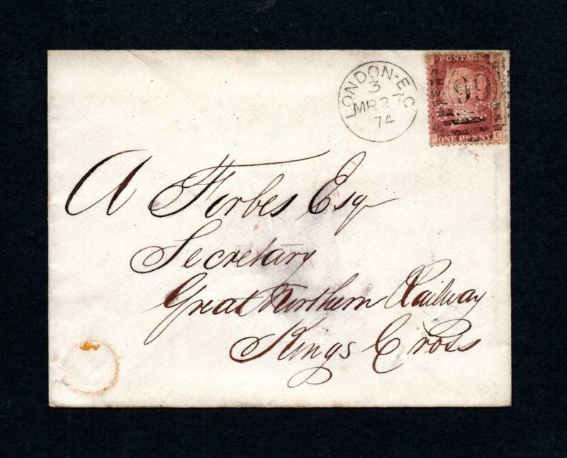 PENNY RED PLATE 130 USED ON COVER WITH 'HC&Co' PERFIN