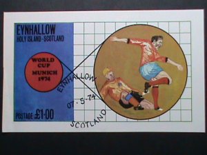 SCOTLAND-EYNHALLOW STAMP-1974-WORLD CUP SOCCER MUNICH'74 -CTO IMPERF S/S-SHEET