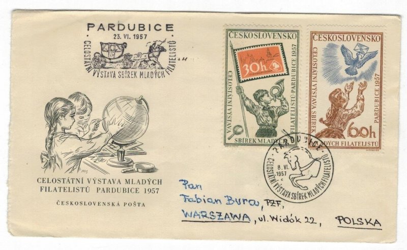 Czechoslovakia 1957 Used FDC Stamps Scott 811-812 Scouting Philately Music Dove