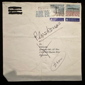 CM) 2005. SWITZERLAND. AIR MAIL ENVELOPE. DOUBLE STAMP OF CHAIR AND PEN.  XF