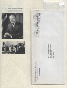 1964 Senator Hubert Humphrey to New York, NY w/Letter (54398)