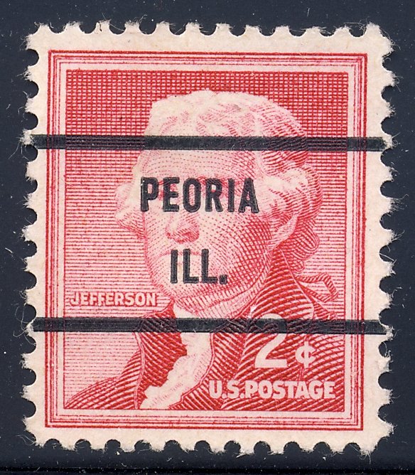 Peoria IL, 1033-71 Bureau Precancel, 2¢ Jefferson