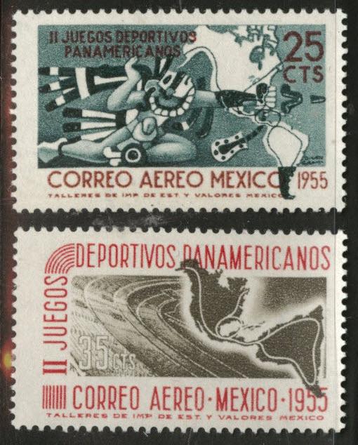 MEXICO Scott C227-228 MH* 1955 airmail stamp set