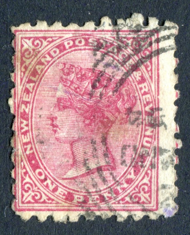 New Zealand 1882. Adson 1d stamp. Truebridge, Miller & Reich. Used. SG218.