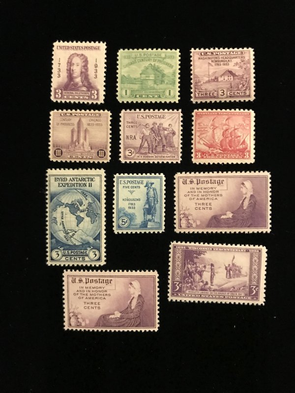 726-9, 732-4, 736-9 MNH, All Sheet Singles 1933, 1934