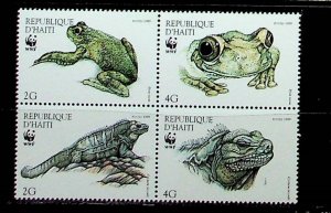 HAITI Sc 913 NH BLOCK OF 4 OF 1999 - WWF - FROGS