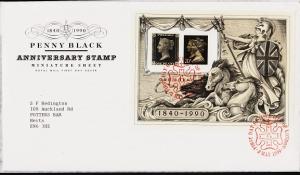 Great Britain. FDC.1990. Penny Black Miniature Sheet. Fine Used