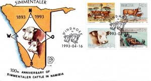 Namibia - 1993 Simmentaler Cattle FDC SG 611-614