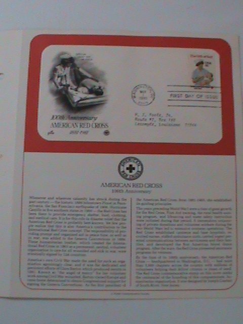 ​UNITED STATES 1981-CENTENARY OF AMERICAN RED CROSS-FDC WITH HISTORY PAGE-MNH VF