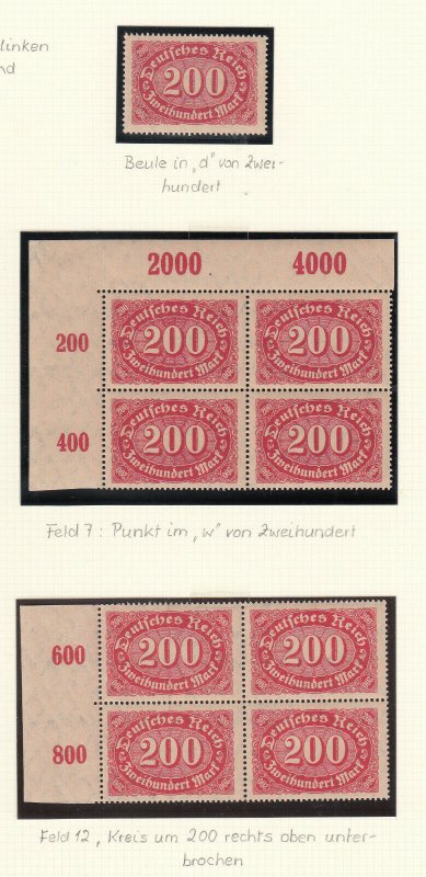 Germany - 1922 Oval 200M (Wmk.1) specialized collection of varieties Mi# 220 