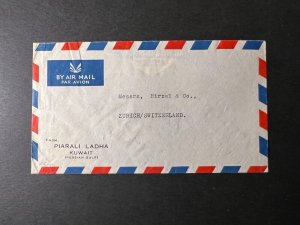 1950 Kuwait Airmail Cover to Zurich Switzerland Persian Gulf