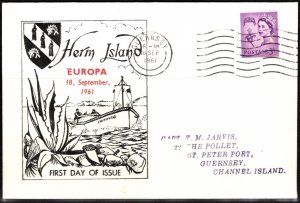 1961 Herm Island Local Europa First Day Cover Addressed To Capt. T.M. Jarvis