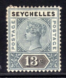 Seychelles 1890 - 92 QV 13ct Grey & Black Die 2 MM SG 13 ( J228 )