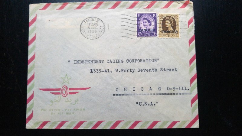 V.RARE “VERY FEW KNOWN” BRITISH POST OFFICE TANGIER MOROCCO 1956 AIRMAIL COVER