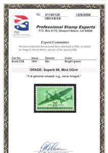 MOstamps - US #C29 Mint OG NH Graded 98 with PSE Cert - Lot # MO-4091 SMQ $175