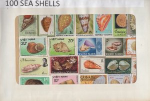 A Nice Selection Of 100 All Different Topicals. Sea Shells.   #02 TOP77