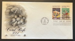 1980 SERIES CORAL REEFS AUG 26 '80 CHARLOTTE AMALIE VI FIRST DAY COVER (FDC) BX2