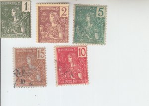 1904-06 IndoChina France Issue (Scott 24-25, 27-29) used