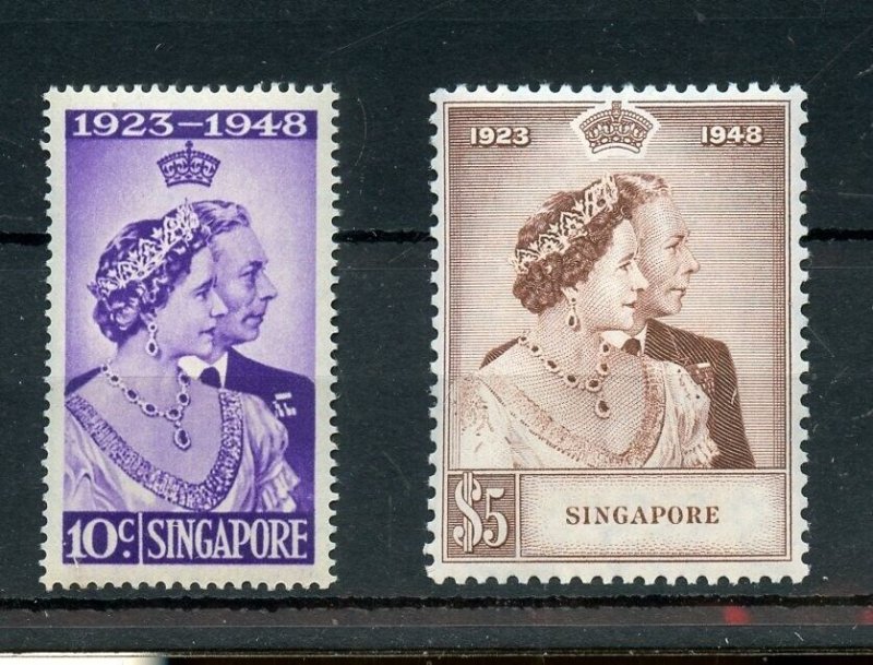 SINGAPORE SILVER WEDDING 1948 SG 31/32  MINT LIGHTLY HINGED