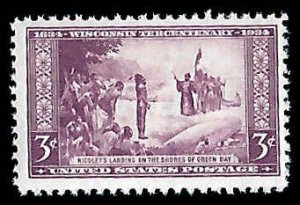 PCBstamps   US # 739 3c Wisconsin Tercentenary, MNH, (16)