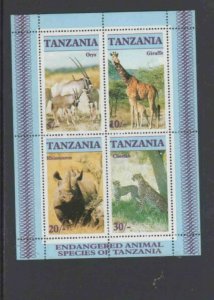 TANZANIA #322a 1986 ENDANGRED WILDLIFE MINT VF NH O.G S/S aa