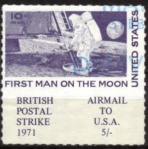 British Postal Strike 1971 Space First Man on the Moon Used