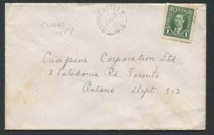 NEW BRUNSWICK SPLIT RING TOWN CANCEL COVER BARNSVILLE