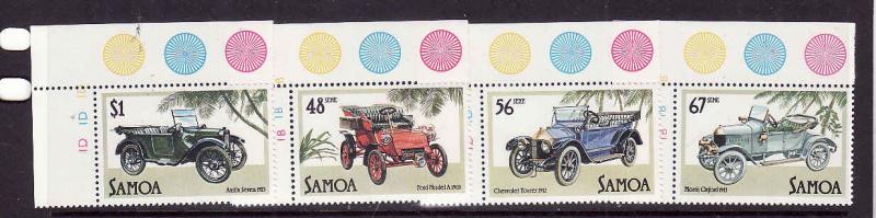 Samoa-Sc#641-4-Unused NH set-Cars-Vintage Automobiles-1984-