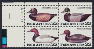 #2141a 22c Duck Decoys, Plate Block [A11111 UL] Mint **ANY 5=FREE SHIPPING**