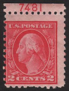 1914 US, 2c stamp, MH, Plate Number, George Washington, Sc 425