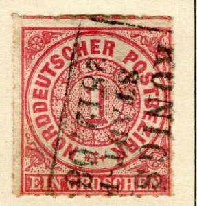 GERMANY; NORTHERN STATES 1868 early classic rouletted used 1g. value