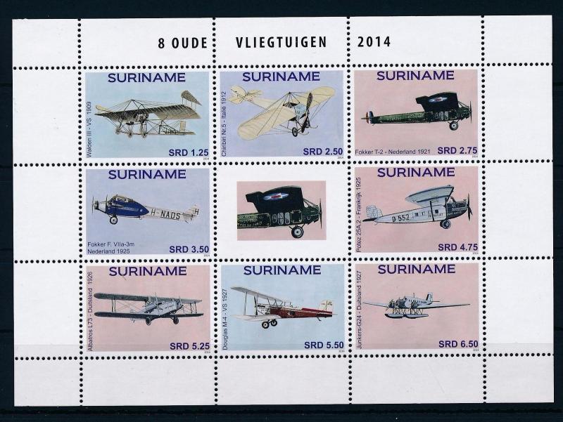 [SU2063] Suriname Surinam 2014 Classic planes in sheet MNH