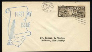 United States First Day Covers #C8-2, 1926 15c Map, Worden cachet, DC cancel,...