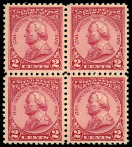 US Sc 689 XF/MNH BLOCK of 4 - 1930 2¢ - Gen. von Steuben