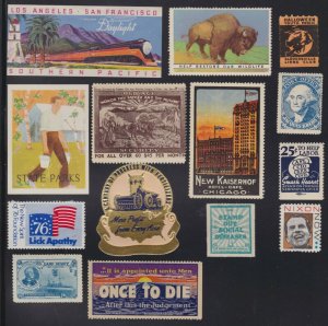 US Vintage Lot of 14 Cinderella Stamps Southern Pacific,State Parks,Labor (L604)