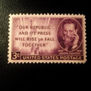 US Scott #946 Joseph Pulitzer, MINT, VF, NH, OG  SCV $0.25