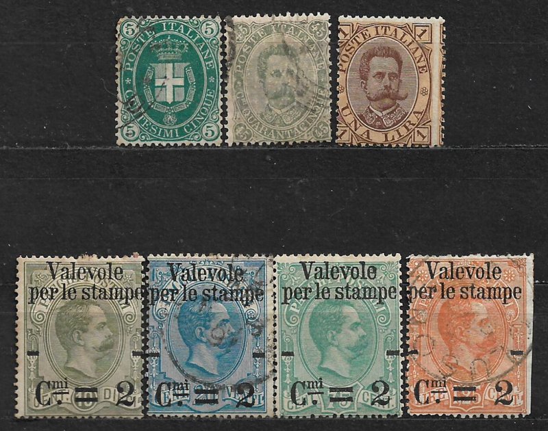 COLLECTION LOT OF 7 ITALY STAMPS 1889-90 CV + $87