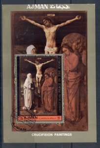 Ajman 1972 Mi#MS473A Crucifixion Paintings MS CTO