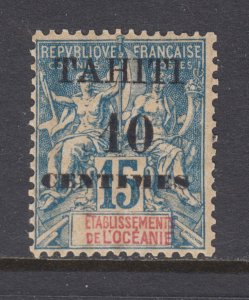 Tahiti Sc 29 MNH. 1903 10c on 15c blue Navigation & Commerce, usual centering