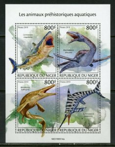 NIGER 2019 PREHISTORIC AQUATIC ANIMALS SHEET MINT NH