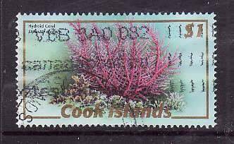 Cook Islands-Sc#1287b-used $1 coral-2007-