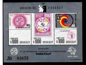 Uruguay Sc C403 NH S/S of 1974 - UPU - Stamps-on-stamps