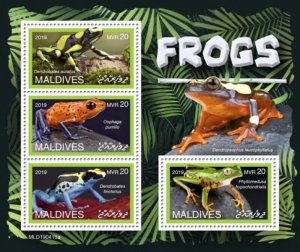 Maldives - 2019 Frogs on Stamps - 4 Stamp Sheet - MLD190415a