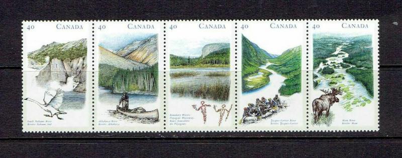 CANADA - 1991 HERITAGE RIVERS UNFOLDED STRIP OF 5 - SCOTT 1325ai - MNH