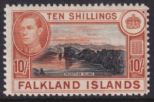 Falkland Island Sc# 95 KGVI 1938 - 1946 portrait 10/ issue MLMH CV $100.00