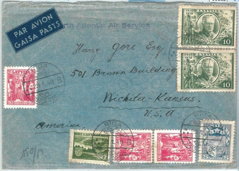 69382 - LATVIA - POSTAL HISTORY: COVER to USA via NORTH ATLANTIC AIR SERVICE