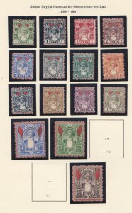 Zanzibar # 62-76, 78, Sultan Mahommed-bin-Said, Hinged, 1/2 Cat.