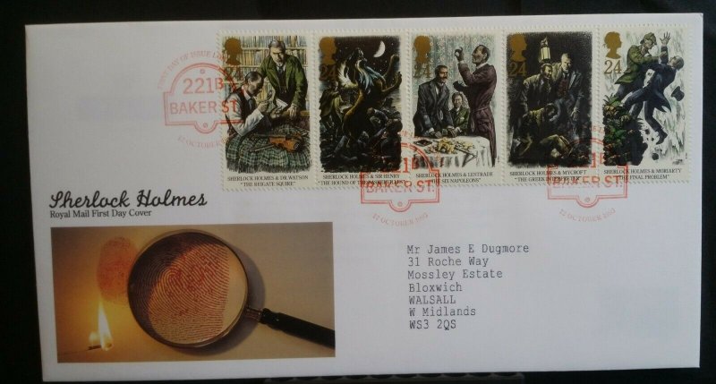 GB 1993 Sherlock Holmes with 221b Baker Street Handstamp  