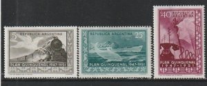 1951 Argentina - Sc 595-7 - MH VF - 3 single - Argentine 5 year plan